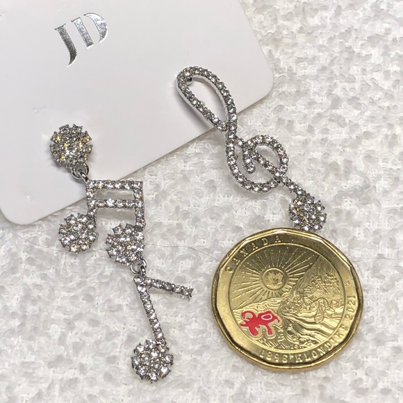 🎶Cute mismatched rhinestone MUSIC earrings in silver stamped 925, pretty - Picture 3 of 7